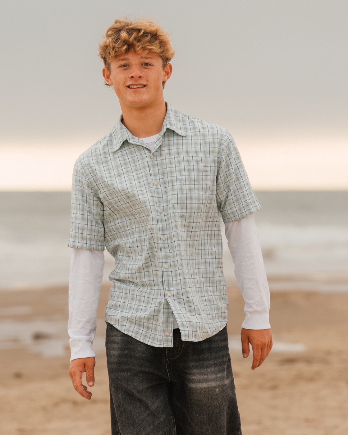 Senior portrait on a foggy beach morning — Central Coast senior photographer