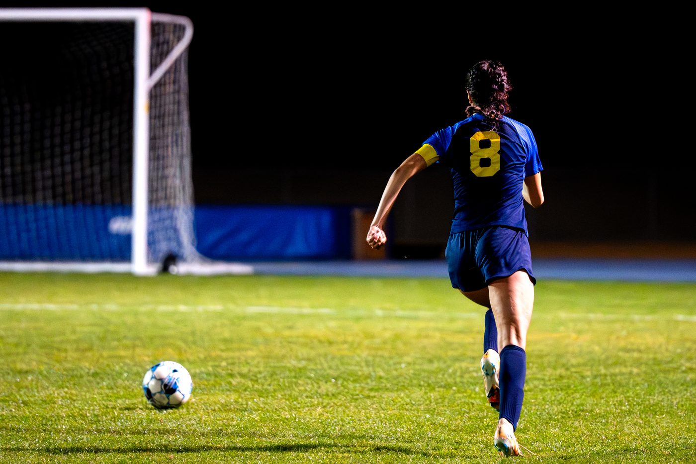Local soccer game under the lights, Central Coast California